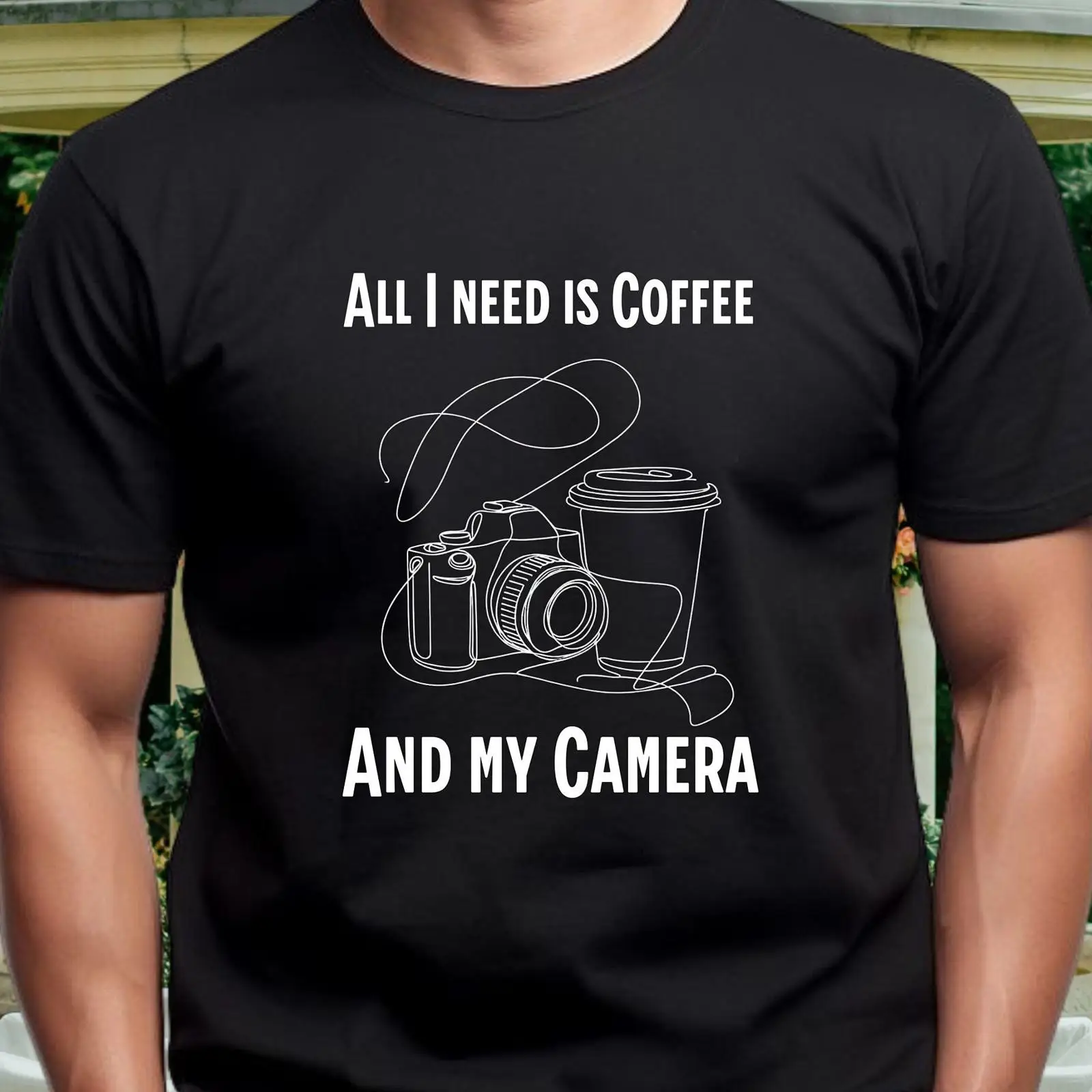 Vintage Fashion Photographers - تي شيرت بطبعة Coffee and Camera