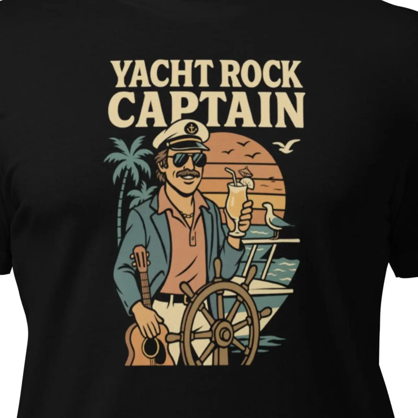 Vintage Yacht Fashion - تي شيرت كابتن يخت روك بتصميم