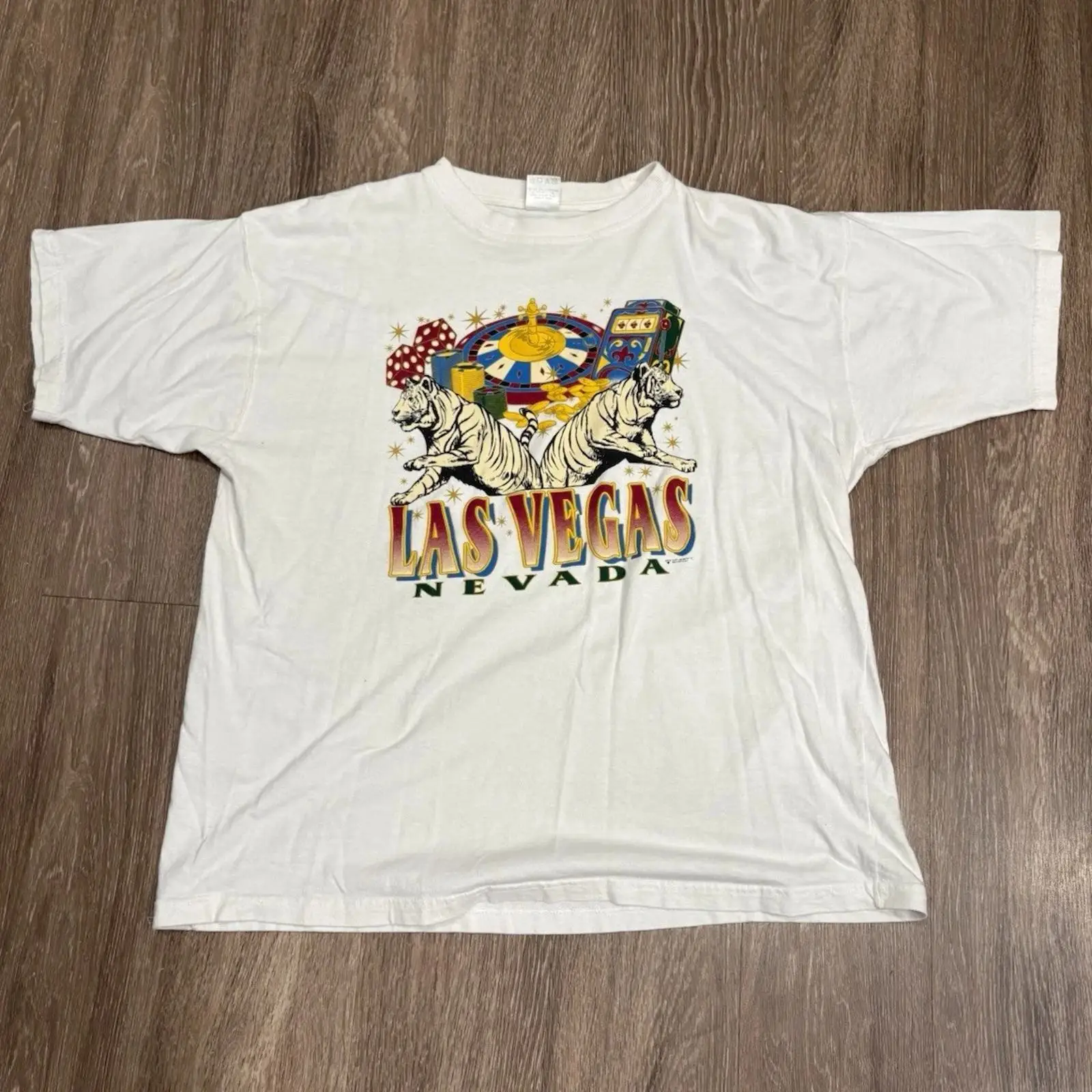 Vintage Vegas Fashion - تي شيرت رجالي من قطن أبيض