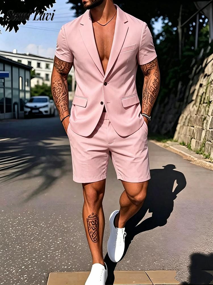 Vintage Fashion Outfits Men - بدلة رجالية غير رسمية بلون واحد،
