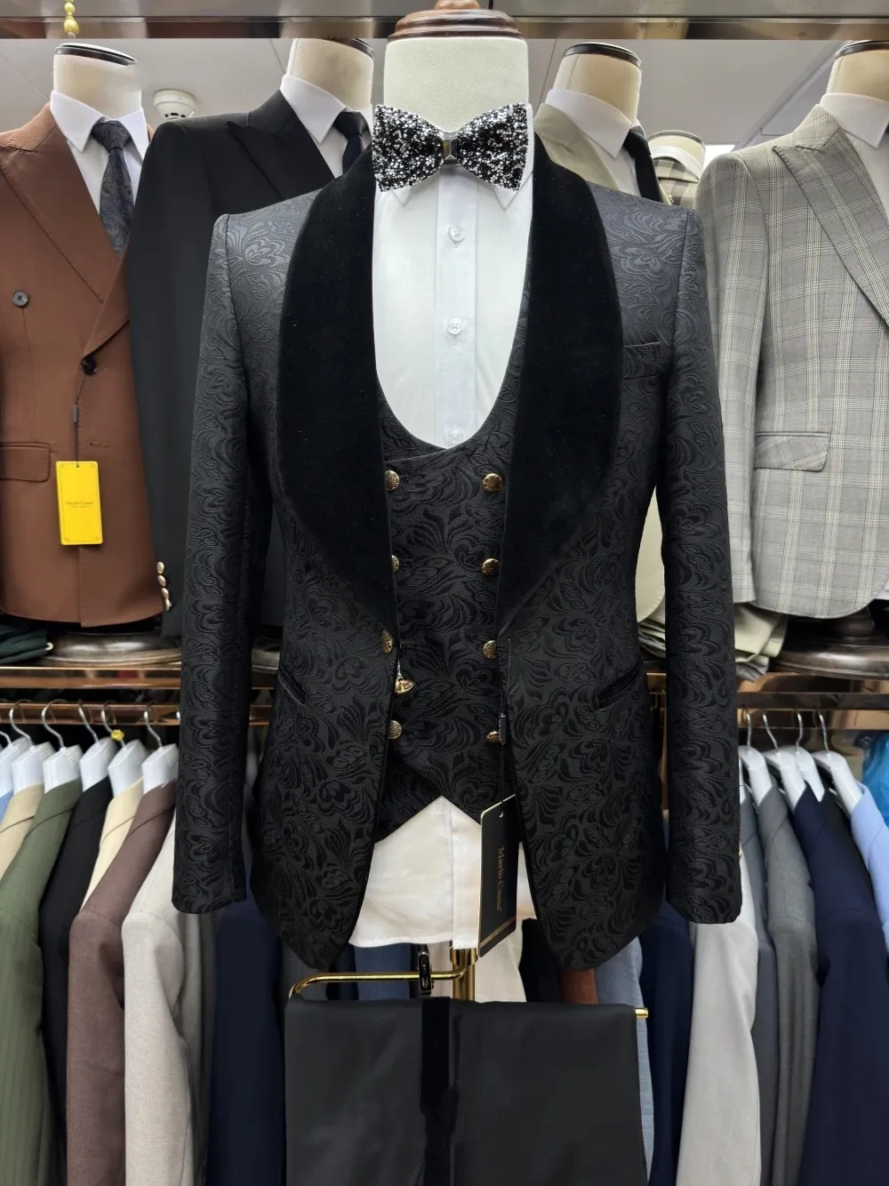 Velvet Blazer Vintage - بدلة رجالية كلاسيكية مخملية جاكار مصممة