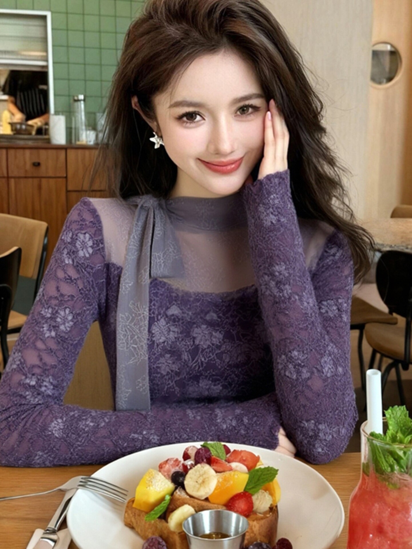 تي شيرت نسائي أرجواني بتصميم ق - مراجعة Turtleneck Knit 90S وسعره