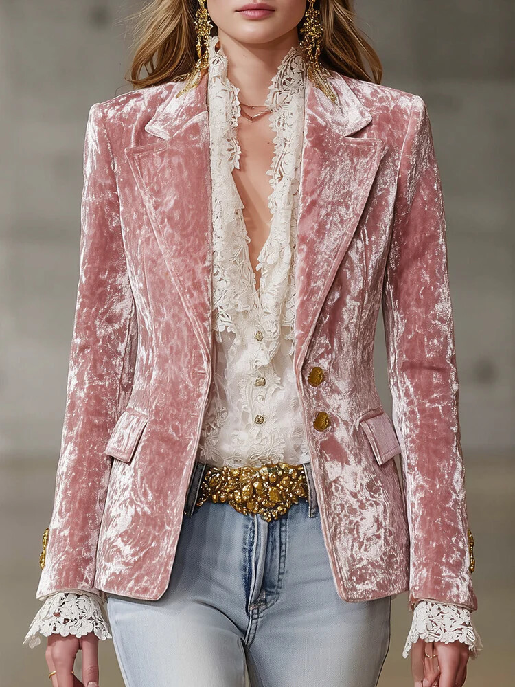 سترة مخملية أنيقة للنساء سترة  - مراجعة Velvet Blazer Vintage وسعره