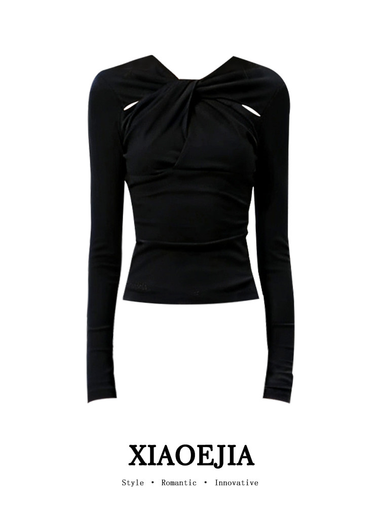 قميص نسائي أسود بتصميم قوطي، ت - مراجعة Turtleneck Knit 90S وسعره