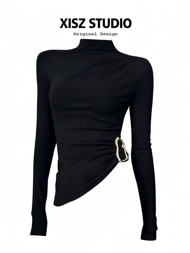 تي شيرت نسائي أسود على الطراز  - مراجعة Turtleneck Knit 90S وسعره