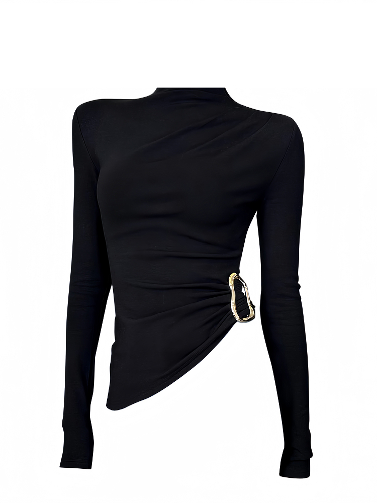 تي شيرت نسائي أسود على الطراز  - مراجعة Turtleneck Knit 90S وسعره
