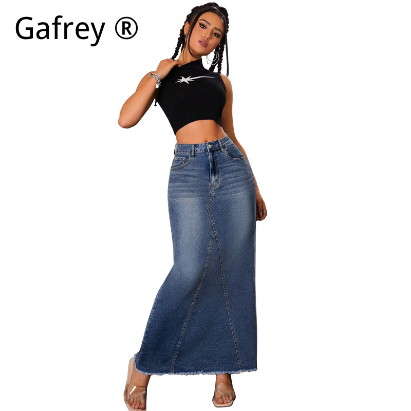 تنورة جينز نسائية ميدي بخصر عا - مراجعة Vintage Fashion Streetwear وسعره
