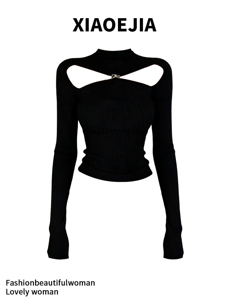 تي شيرت نسائي أسود بتصميم قوطي - مراجعة Turtleneck Knit 90S وسعره
