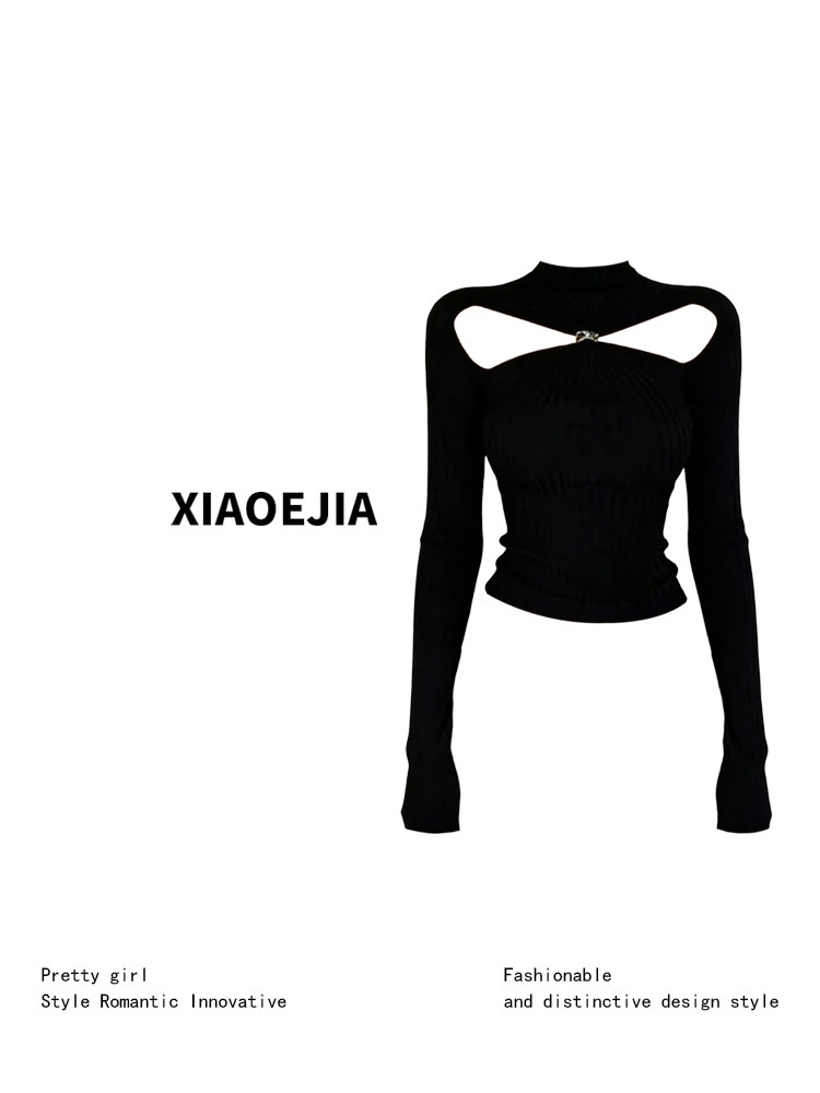 تي شيرت نسائي أسود بتصميم قوطي - مراجعة Turtleneck Knit 90S وسعره